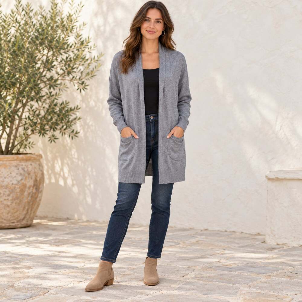 Cyrus Sweater WMNS S Gray Heather Open Front Long Cardigan Pockets Neutralcore